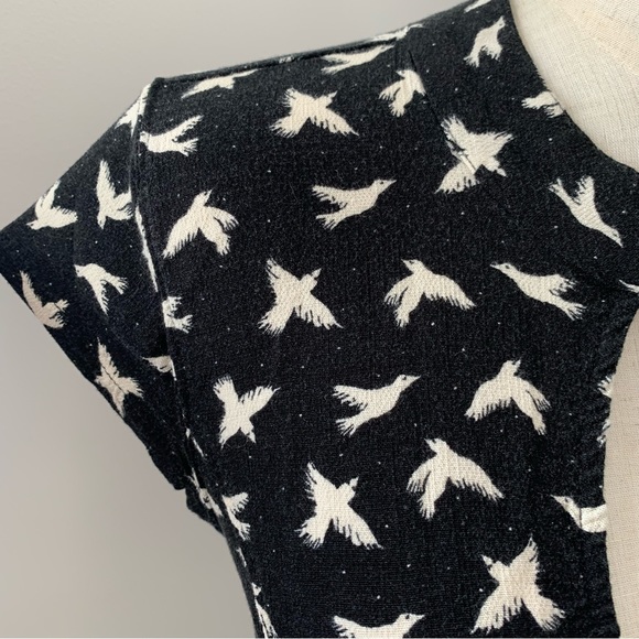 Free People Billie Bird Black & White Bodysuit w/ Keyhole Neck & Back - Picture 3 of 13